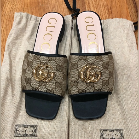 ‼️SOLD‼️GUCCI GG JOLIE MARMONT MATELASSE CANVAS LEATHER SUPREME SLIDE SANDAL - Picture 4 of 14